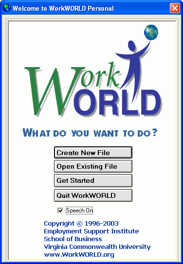 This figure shows the WorkWORLD opening splash screen.