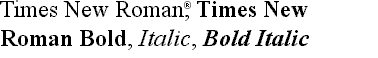 Times New Roman Font Appearance Sample