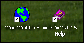 This figure shows the WorkWORLD icons installed on the Windows desktop.