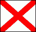 Image of the Alabama State flag. In 1895, 76 years after being admitted to the Union, the Alabama Legislature authorized the 'crimson cross of St. Andrew on a field of white' as its official flag in the Acts of Alabama. Reminiscent of the Confederate battle flag, it was designated that the crimson bars were not to be less than six inches broad and were to extend diagonally across the flag. The red cross is also known as a 'saltire.' Because Act 383 did not specify a particular format, the flag is depicted sometimes as a square and at other times as a rectangle.