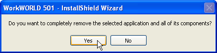 Screenshot of Confirm File Deletion dialog box, with message text asking for approval to completely remove selected application and all its components, showing focus and mouse pointer on OK button.