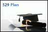 Image of graduation cap and diploma resting on top of financial documents, with text '529 Plan' superimposed.
