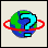 World Wide Web help icon, showing earth surrounded by red band with blue question mark.