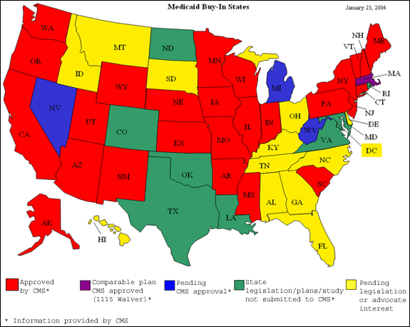 Image of map of United States showing States in various colors representing Buy-In status.