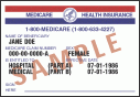 Sample of red, white, and blue Medicare card.