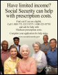 Image of SSA poster informing people of extra help available to help pay costs of Medicaid Part D Prescription Drug Coverage Program.