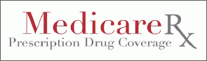 Medicare RX Part D Prescription Drug Benefit program logo, comprised of the words Medicare Rx in burgandy color with the words Prescription Drug Coverage in gray directly beneath.