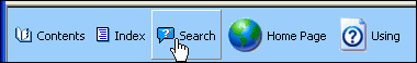 Screenshot of left portion of Toolbar, showing pointer on Search button.
